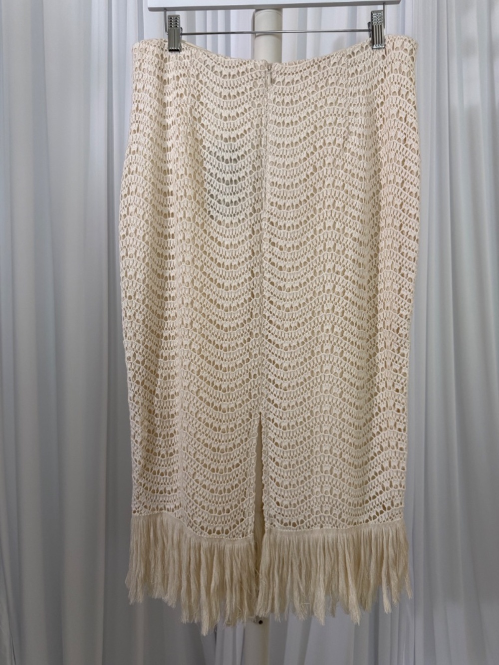 Antonio Melani Crochet Lace Fringe Midi Skirt Size 10 NWT Boho Coastal MSRP $149 - Picture 4 of 16